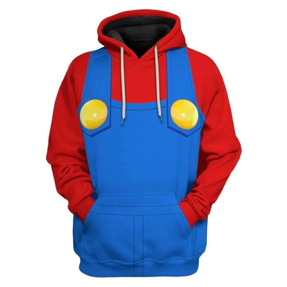 [AZUSA] マリオ コスプレ 男女兼用 長袖 tシャツ ルイージ コスチューム フーデッド スウェット 秋冬 トレーナー ビッグシルエット カジュアル クルーネック トップス ハロウィン 仮装 プルオ