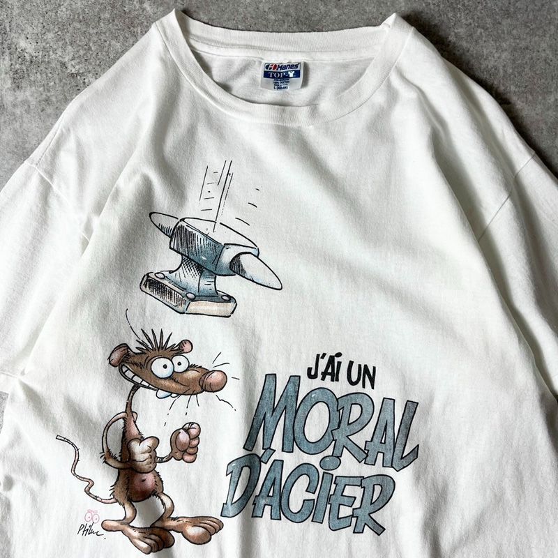 80s USA製 ネズミ アニマル キャラクター プリント 半袖 Tシャツ
