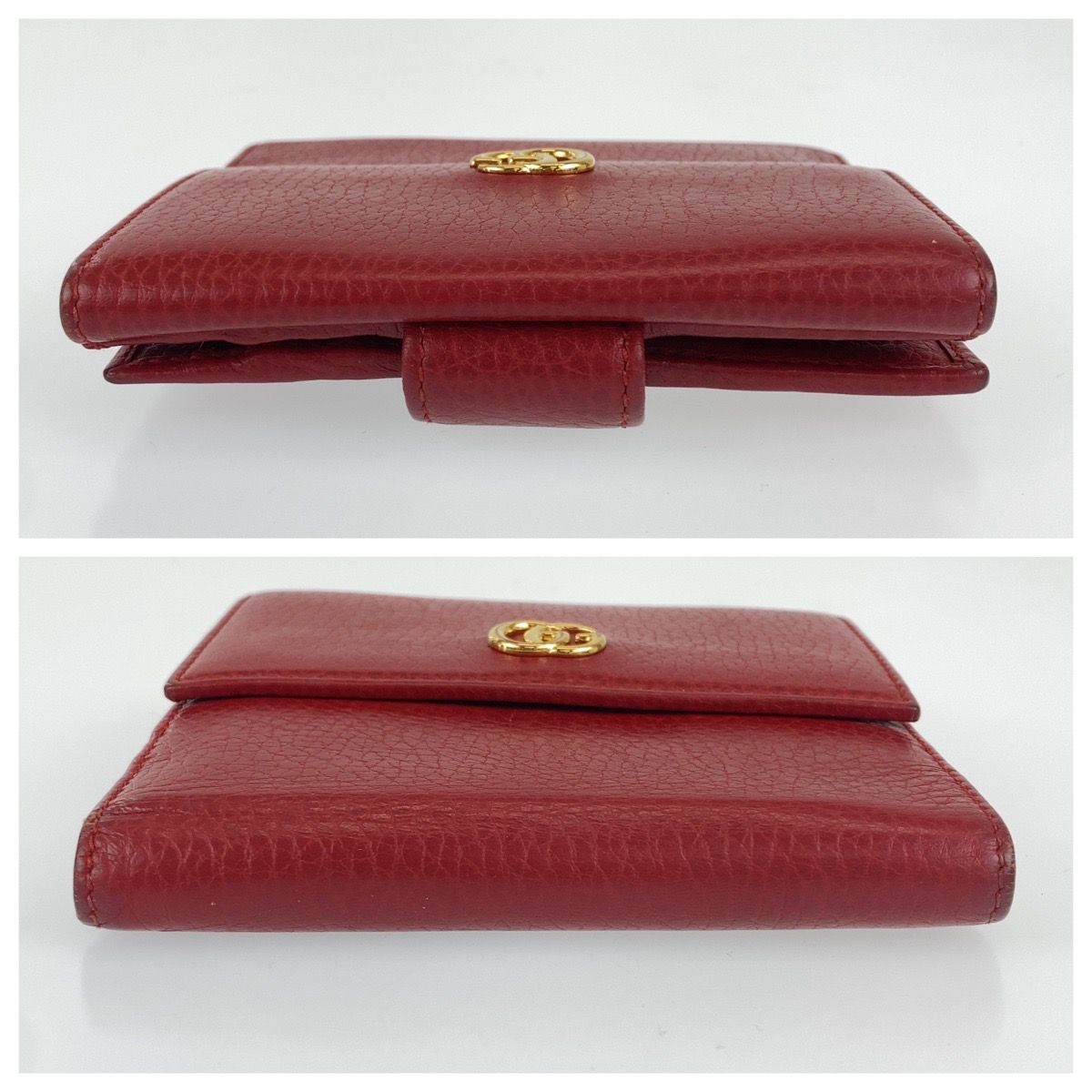 GUCCI グッチ GGマーモント ハイビスカスレッド レザー 二つ折り財布 レディース 400909 【中古】 GUCCI グッチ GGマーモント ハイビスカスレッド レザー 二つ折り財布