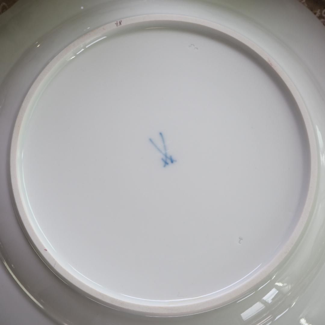 美品 Meissen マイセン ピンクローズ 25cm ディナープレート 薔薇 F7