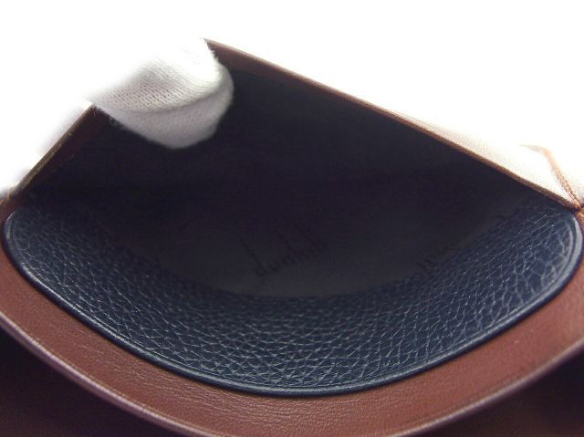 ダンヒル カードケース 名刺入れ パスケース メンズ ロゴプレート ネイビー ブラウン ゴールド レザー dunhill D2491S 
