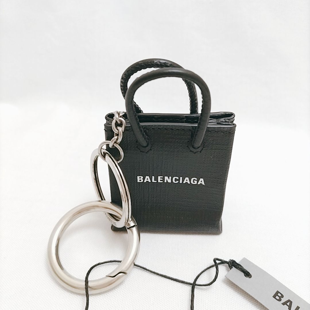 新品未使用】BALENCIAGA MINI SHOPPINGBAG キーリング レザー トート 