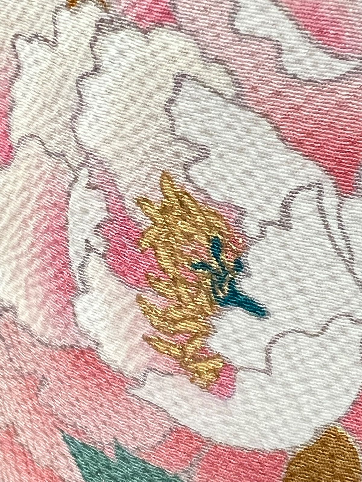 (あ744)アンティーク振袖㊗️ポップな色柄 幾何学 本絞り 刺繍 帯他3点セット 正絹 刺繍振袖 黄土色 牡丹刺繍 美品 蝶 辛子 花柄 からし お