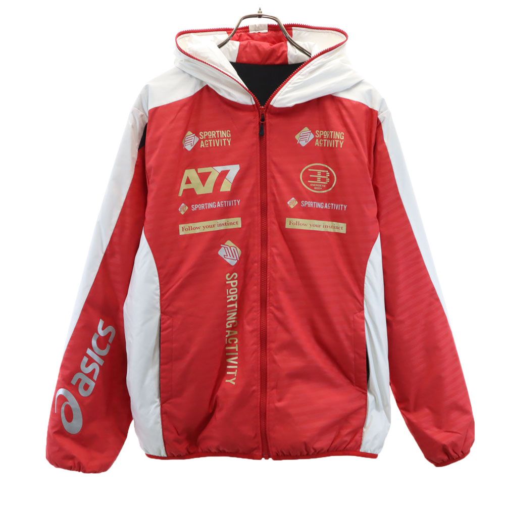 asics - アシックス A77 パデットパーカージャケット 赤×青 L