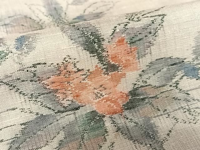 平和屋着物○小千谷紬 竜田川草花文 正絹 逸品 未使用 CAAU2816yc