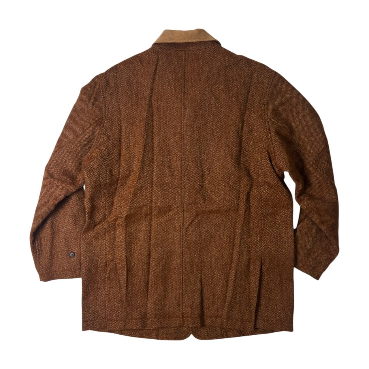 Karl Helmut カールヘルム ツイード ラムレザー切替 カバーオール ジャケット オレンジベージュ Karl Helmut カールヘルム ツイード ラムレザー切替 カバーオール