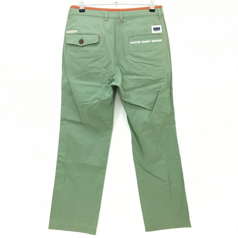 新品 マスターバニー ストレッチ ゴルフ パンツ 5 (L) 千鳥 グリーン マスターバニー パンツ グリーン×オレンジ ロゴサーモンピンク