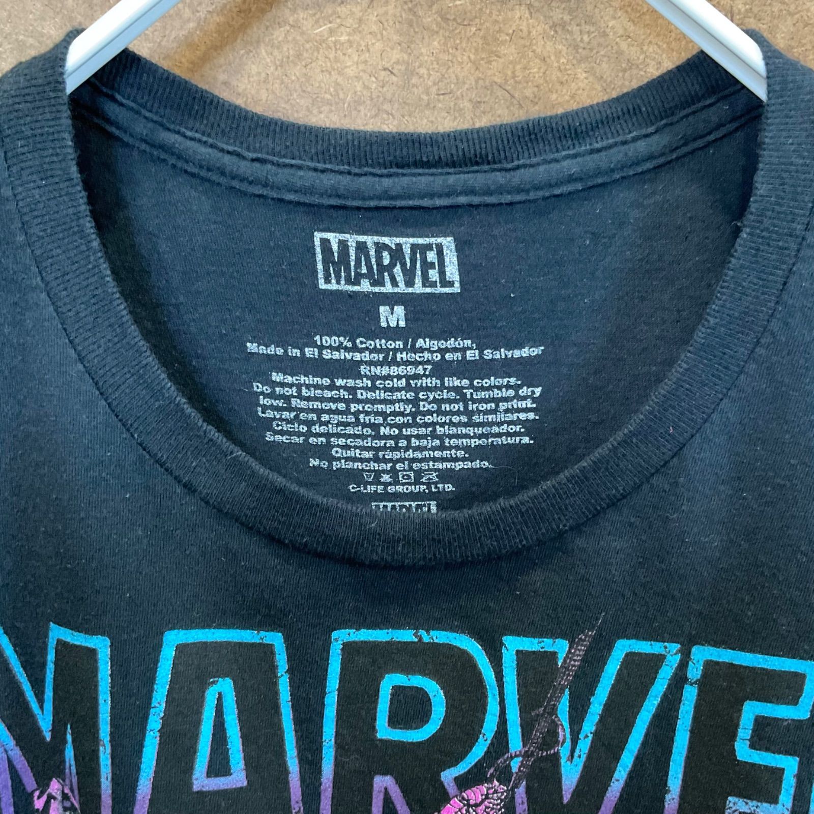 US古着 マーベルMARVEL キャラクタープリント アメコミ半袖tシャツ黒M