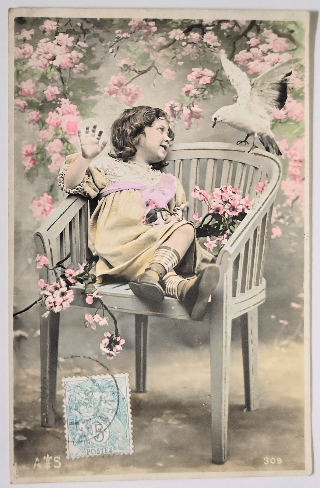 少女 7 フランス ヴィンテージ ポストカード アンティーク - メルカリ