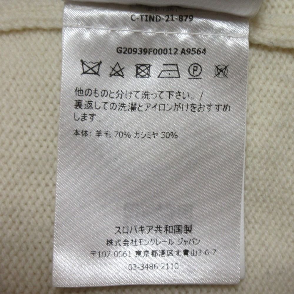 21AW MONCLER モンクレール LUPETTO TRICOT カシミヤブレンド ハイネック ロゴ 長袖 ニット セーター サイズM ホワイト レディース 古着 中古 MONCLER - 21AW MONCLER モンクレール LUPETTO TRICOT カシミヤ