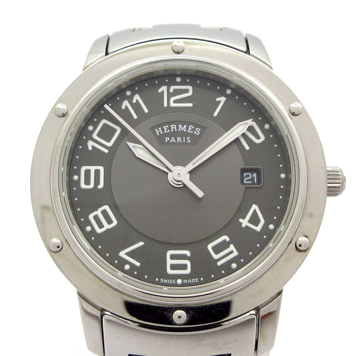 HERMES エルメス 腕時計 クリッパー CP1.310 レディース ダークグレー