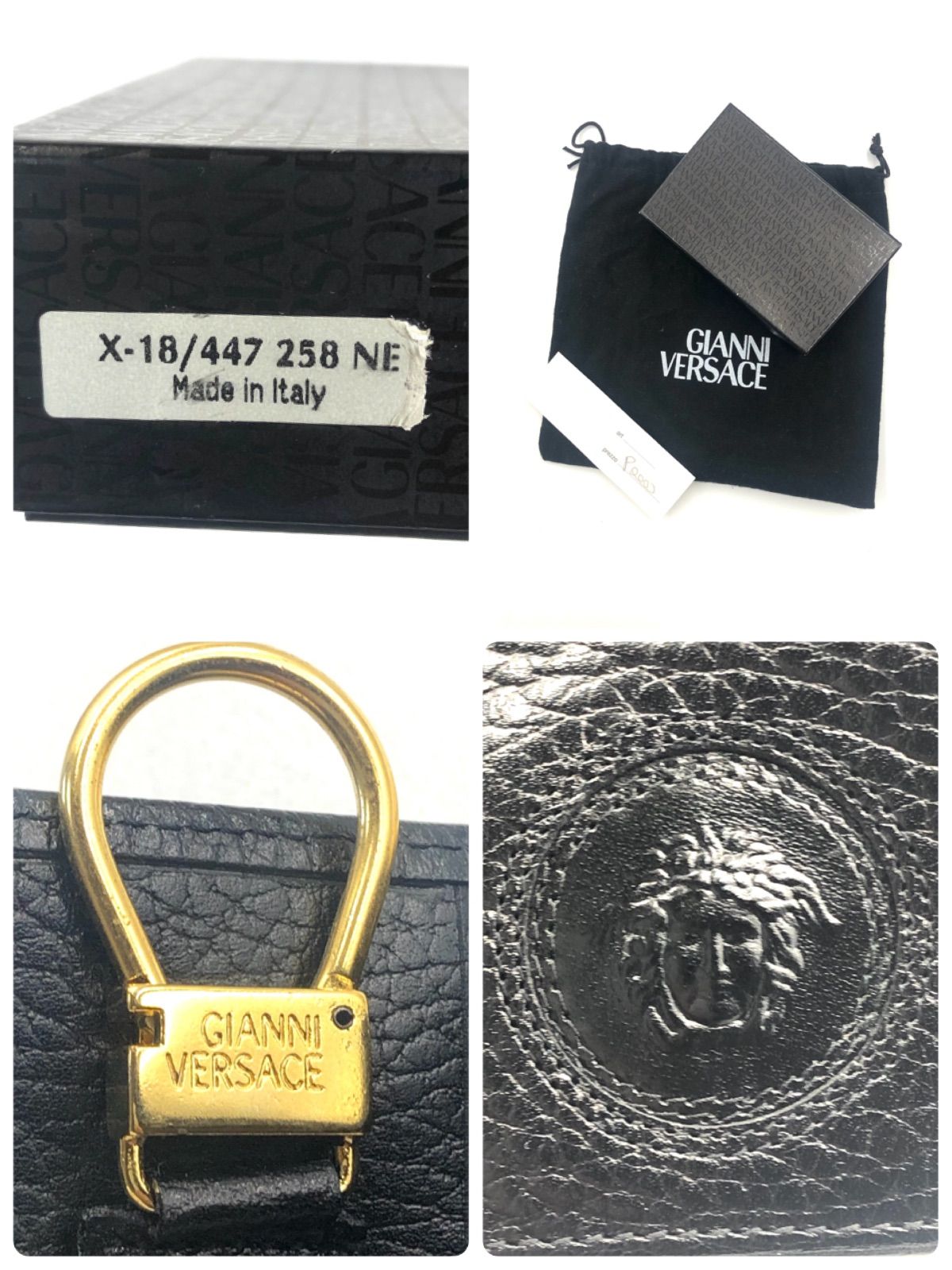 【希少品】ジャンニ ヴェルサーチ レザー キーホルダー キーリング ブラック GIANNI VERSACE ブラック レザー キーリング 希少品】ジャンニ