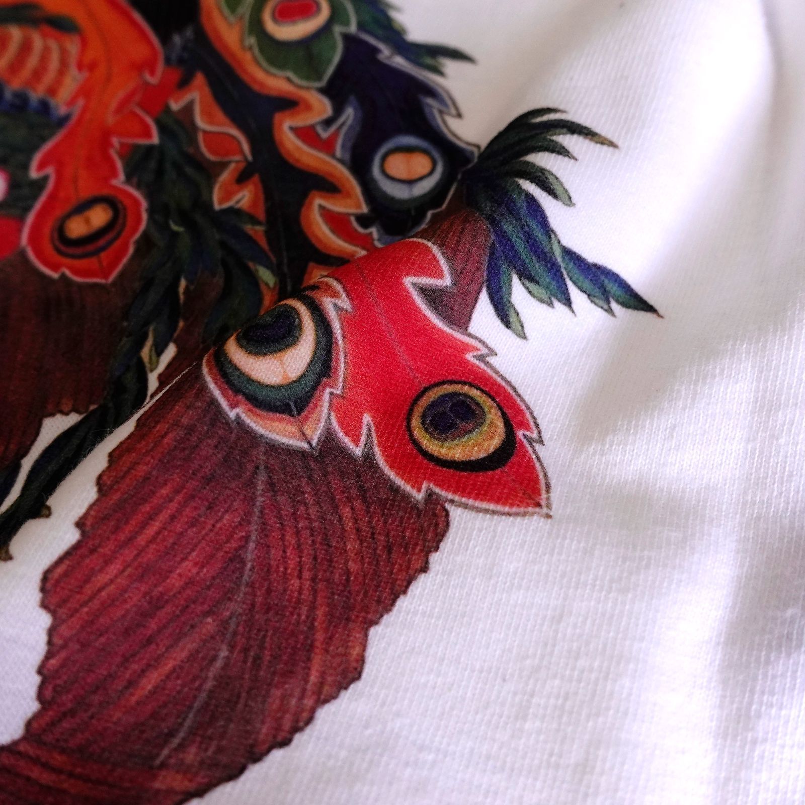 八方睨み鳳凰図 / 葛飾北斎 バックプリント 半袖 白 Tシャツ