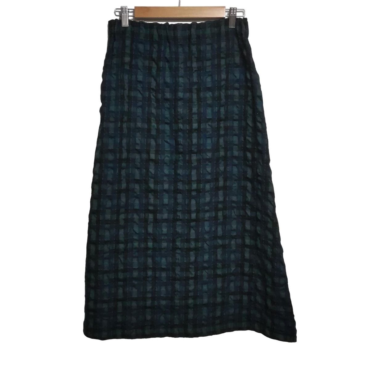 Plantation プランテーション ロングスカート サイズM レディース - ブルーグリーン×ネイビー×黒 マキシ丈 チェック柄
