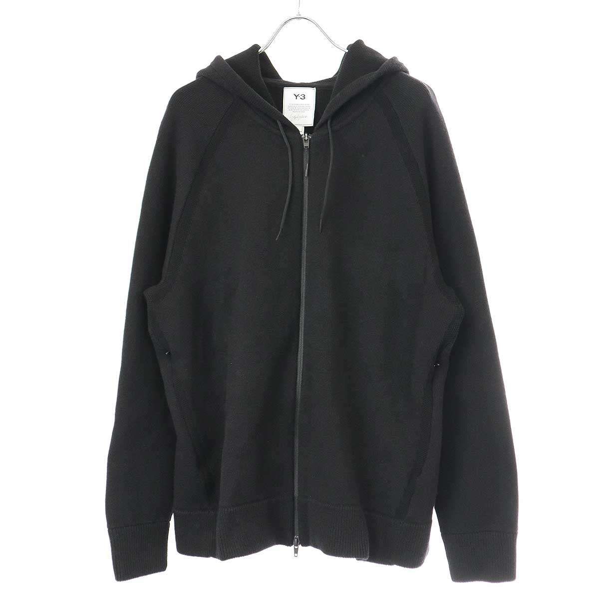 Y-3 ワイスリー M CLASSIC WINTER KNIT HOODED FULL-ZIP HOODIE ロゴ 