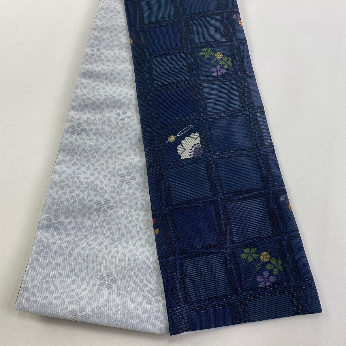 半幅帯 優品 ANNA SUI 薔薇 紺色 化繊