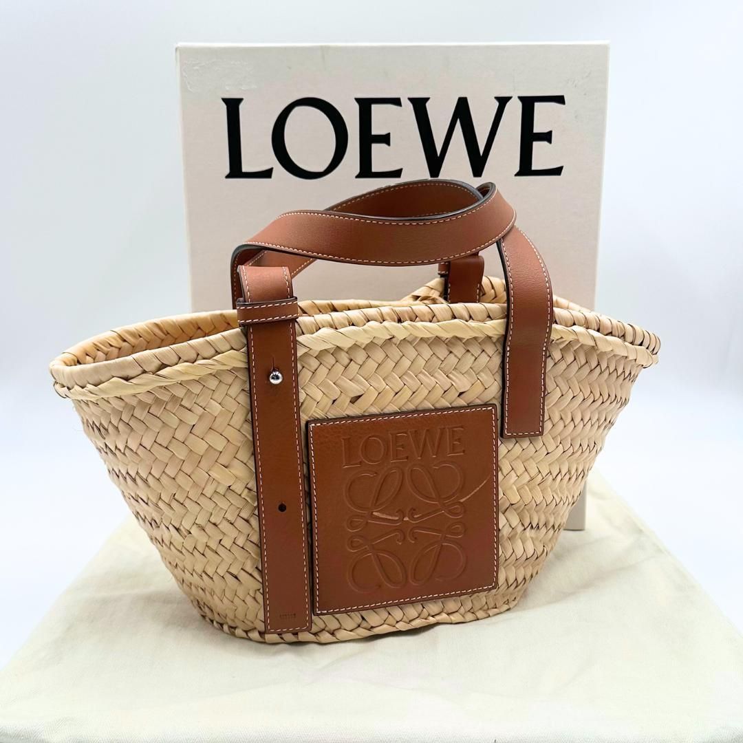 【LOEWE】アウトレット☆ラフィア バスケットハンドバッグ Small 美品】Loewe ラフィア スモール バスケットバッグ ストロー