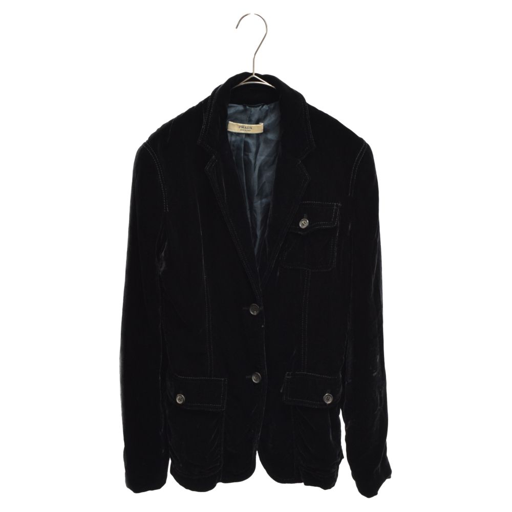 PRADA (プラダ) ベロア テーラード ジャケット ブラック レディース 