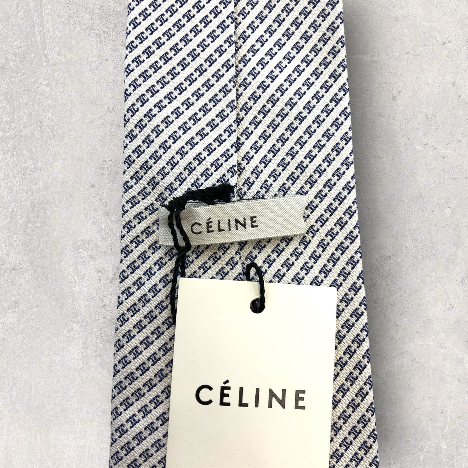 5058】未使用保管品！CELINE ネクタイ ホワイト系 マカダム柄