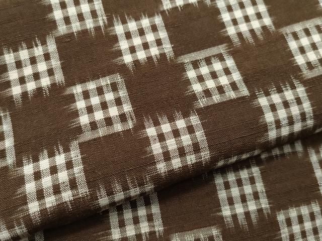 平和屋着物○置賜紬 古代米流 市松文様 証紙付き 正絹 逸品 CAAS8714vf