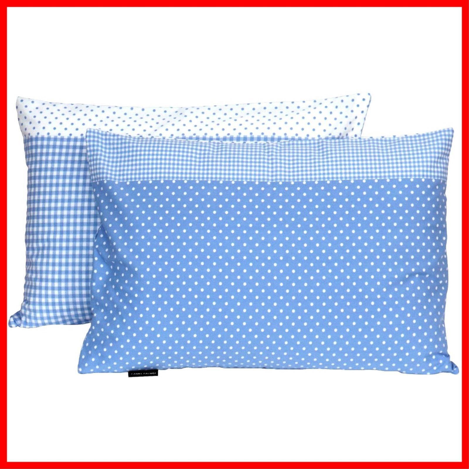 ピローケース ファスナー式 まくらカバー 35×50cm 綿100％ パッチワーク柄 ブルー PALMS 同色2枚組 CAMEL