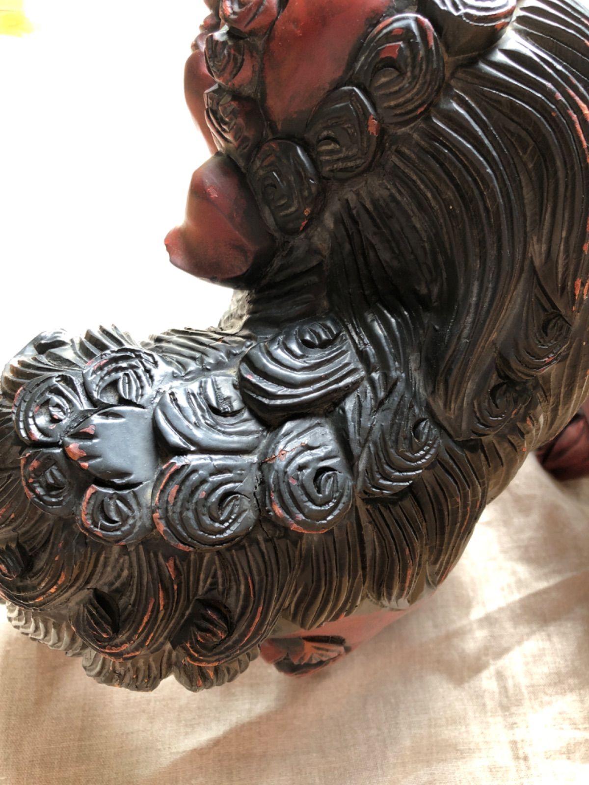 ☆大感謝セール】 新品、未使用 獅子 一対 木彫 魔除け 縁起物 工芸品