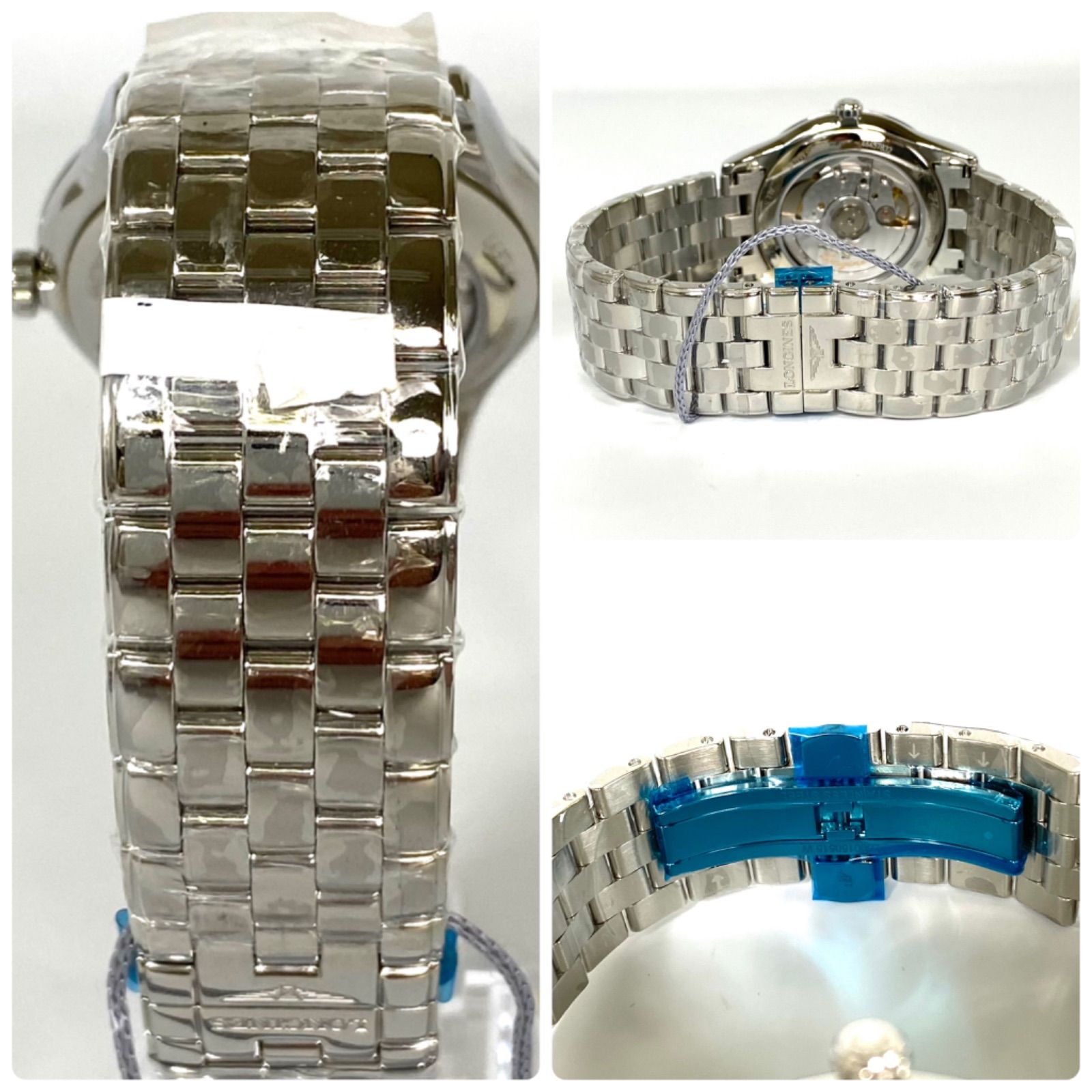 未使用】ロンジン フラッグシップ 自動巻 シルバー デイト表示 裏スケ