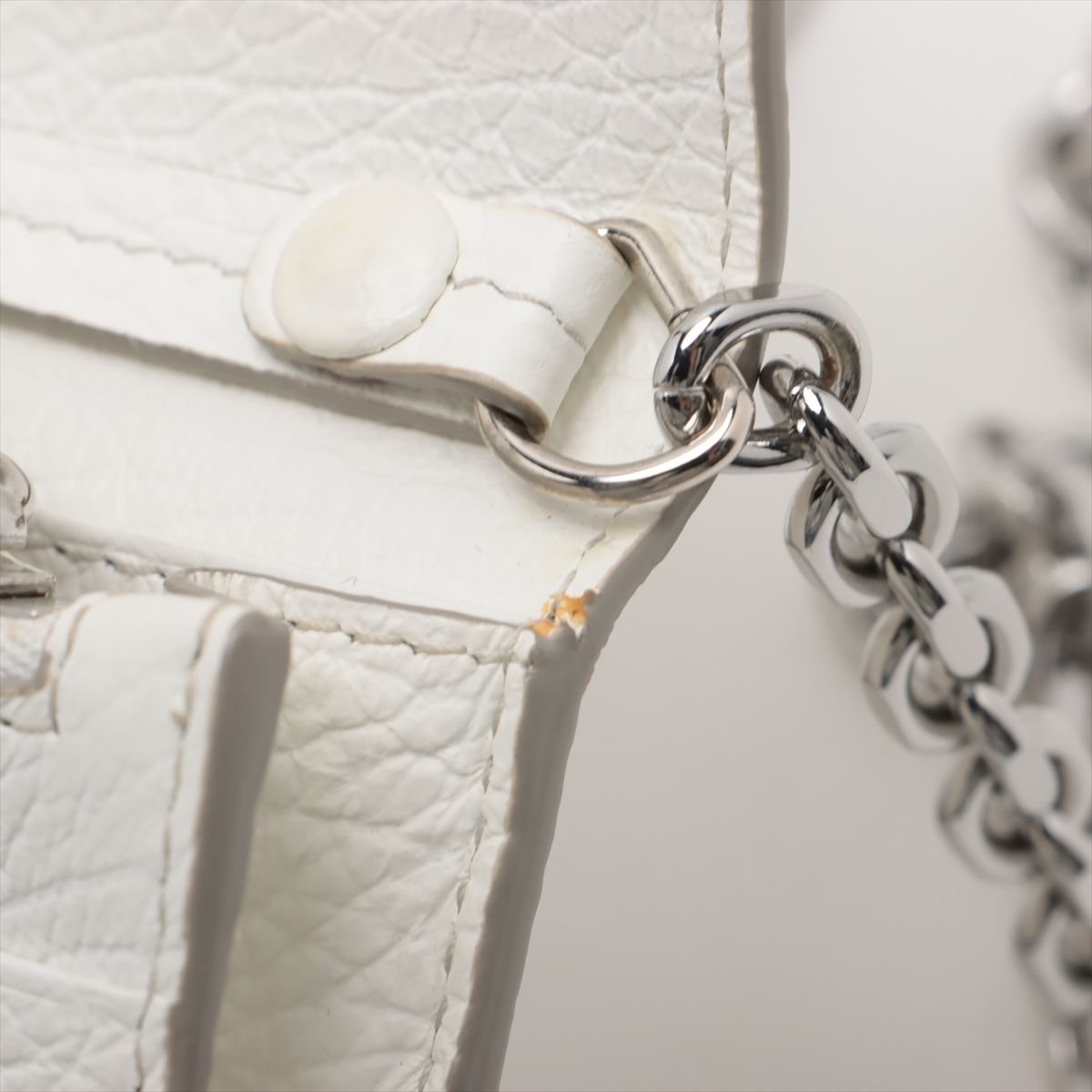 極美品 メゾン マルジェラ 4ステッチ チェーン ウォレット レザー 二  