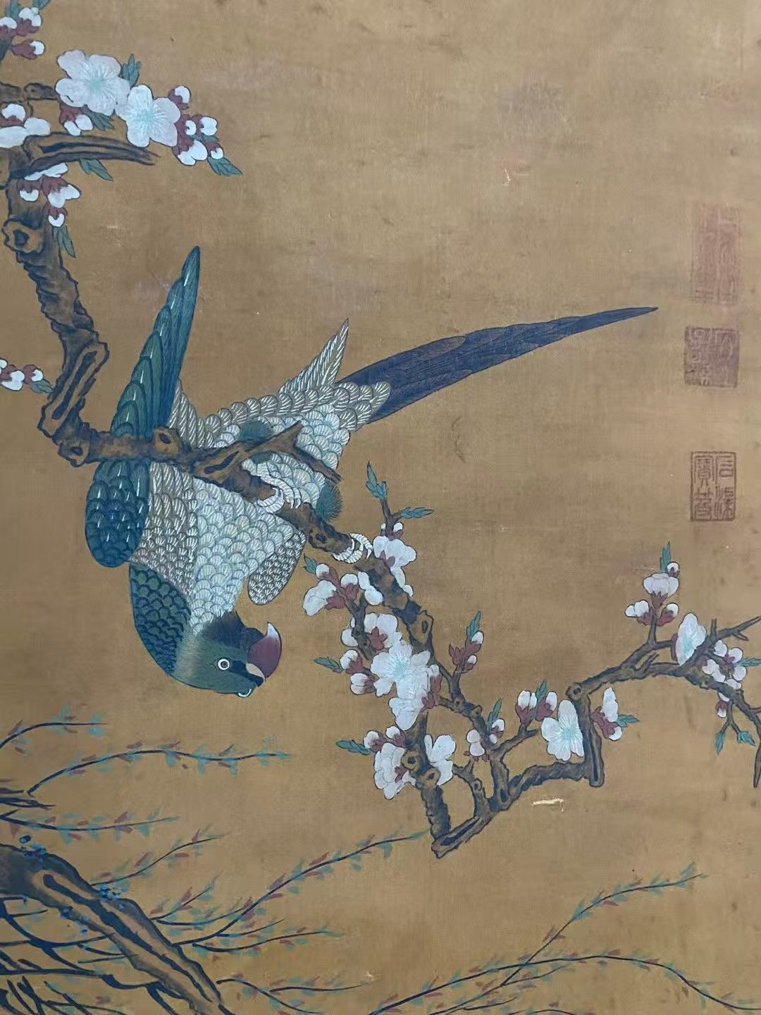 中国古美術.精品三尺中堂画.宋徽宗花鳥画.手描きの作品.材質絹布