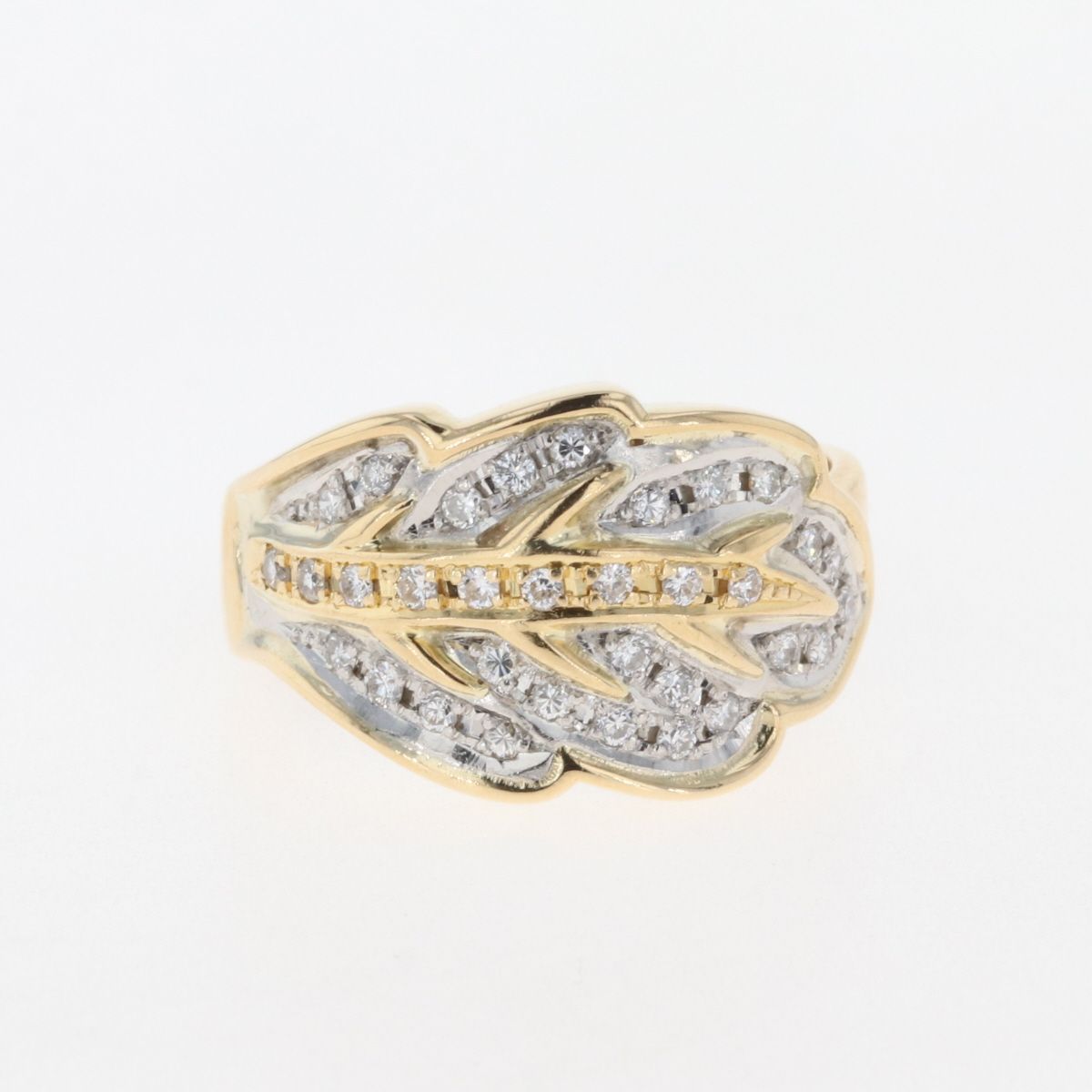メレダイヤ デザインリング YG イエローゴールド 指輪 プラチナ リング 