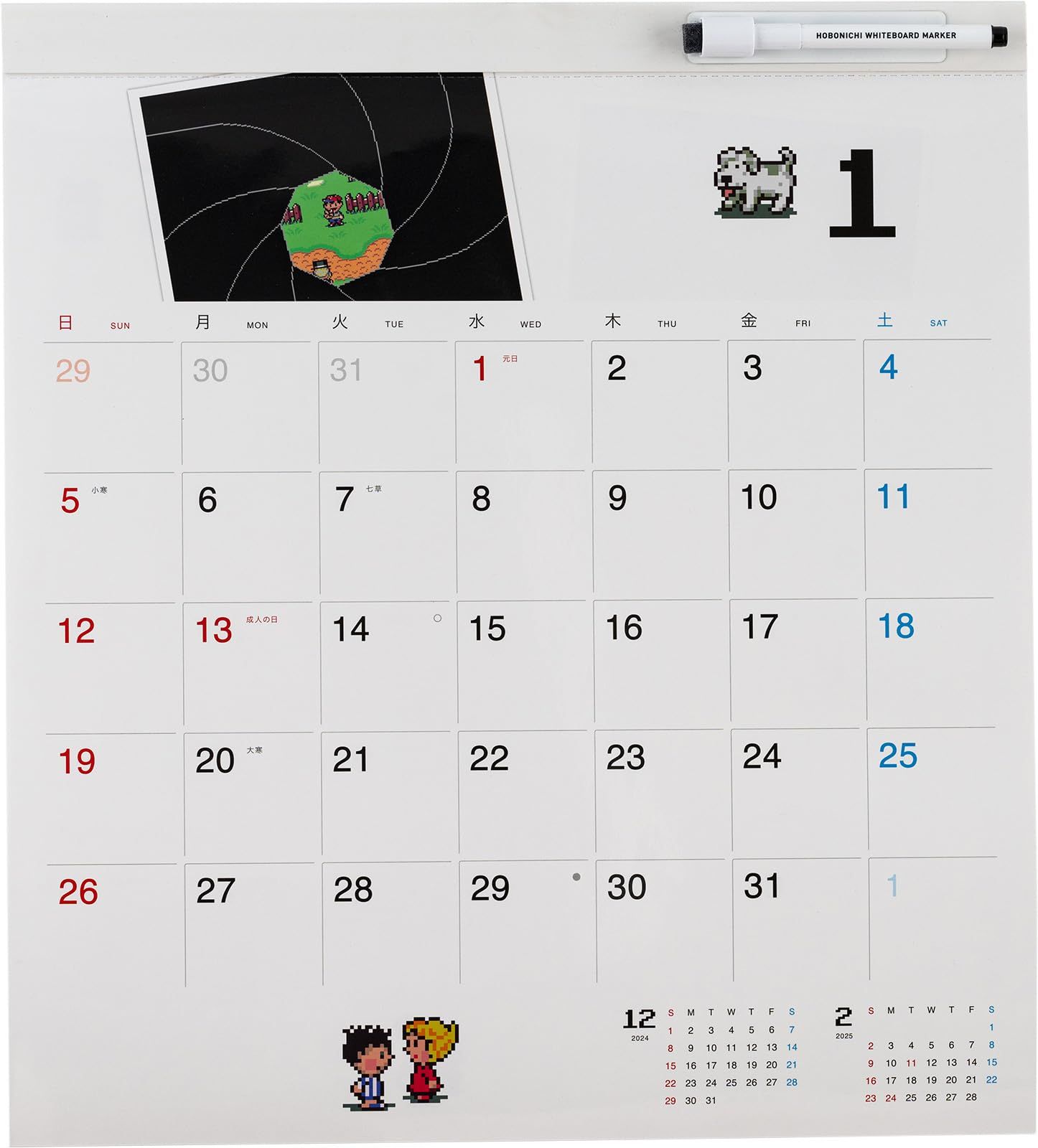 【人気商品】ほぼ日ホワイトボードカレンダー2025(MOTHER)フルサイズ 壁掛け