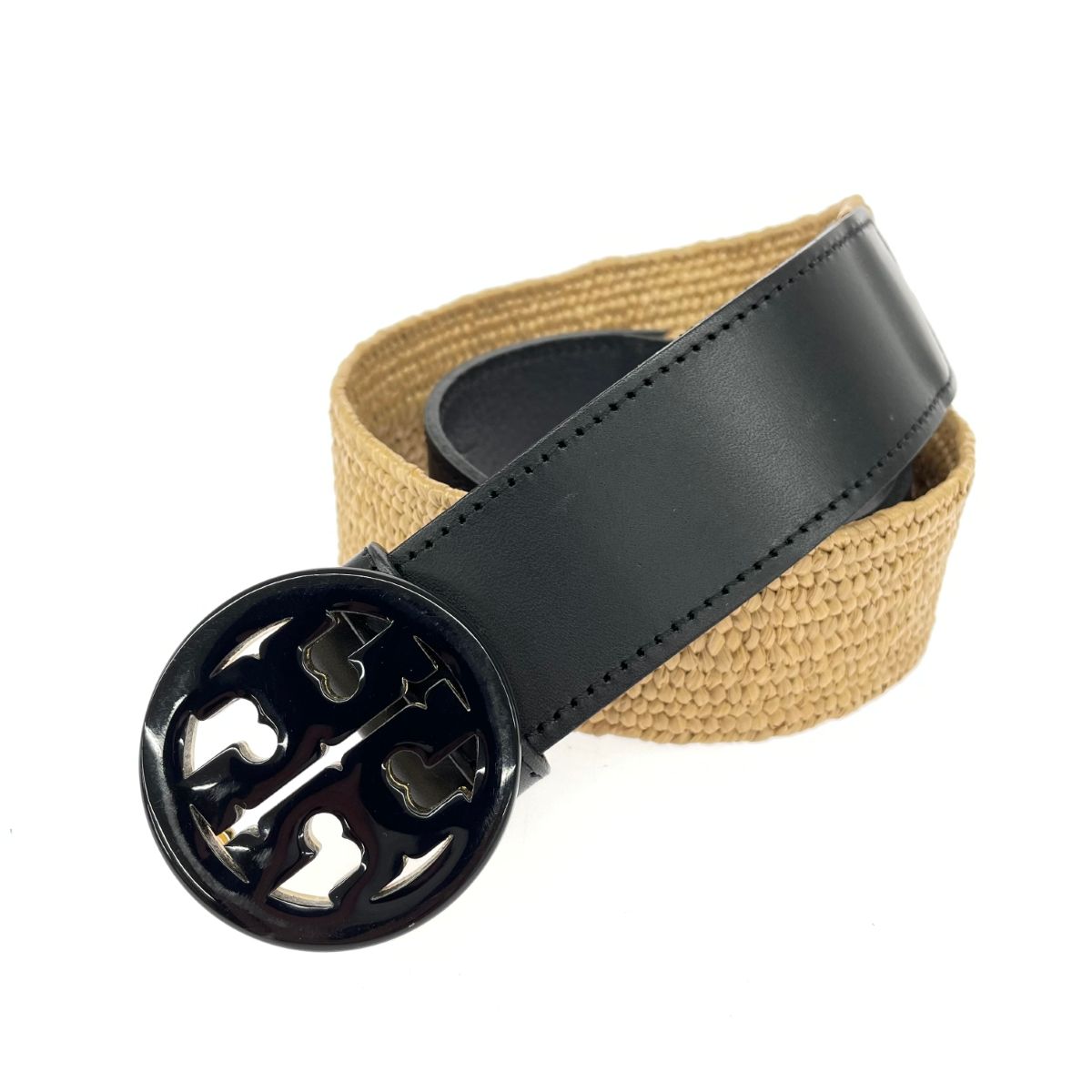 TORYBURCH トリーバーチ ベルト ブラック ストロー×レザー