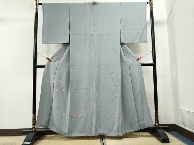 平和屋着物○訪問着 刺繍 溢れ松葉楓花文 金彩 鬼しぼ縮緬