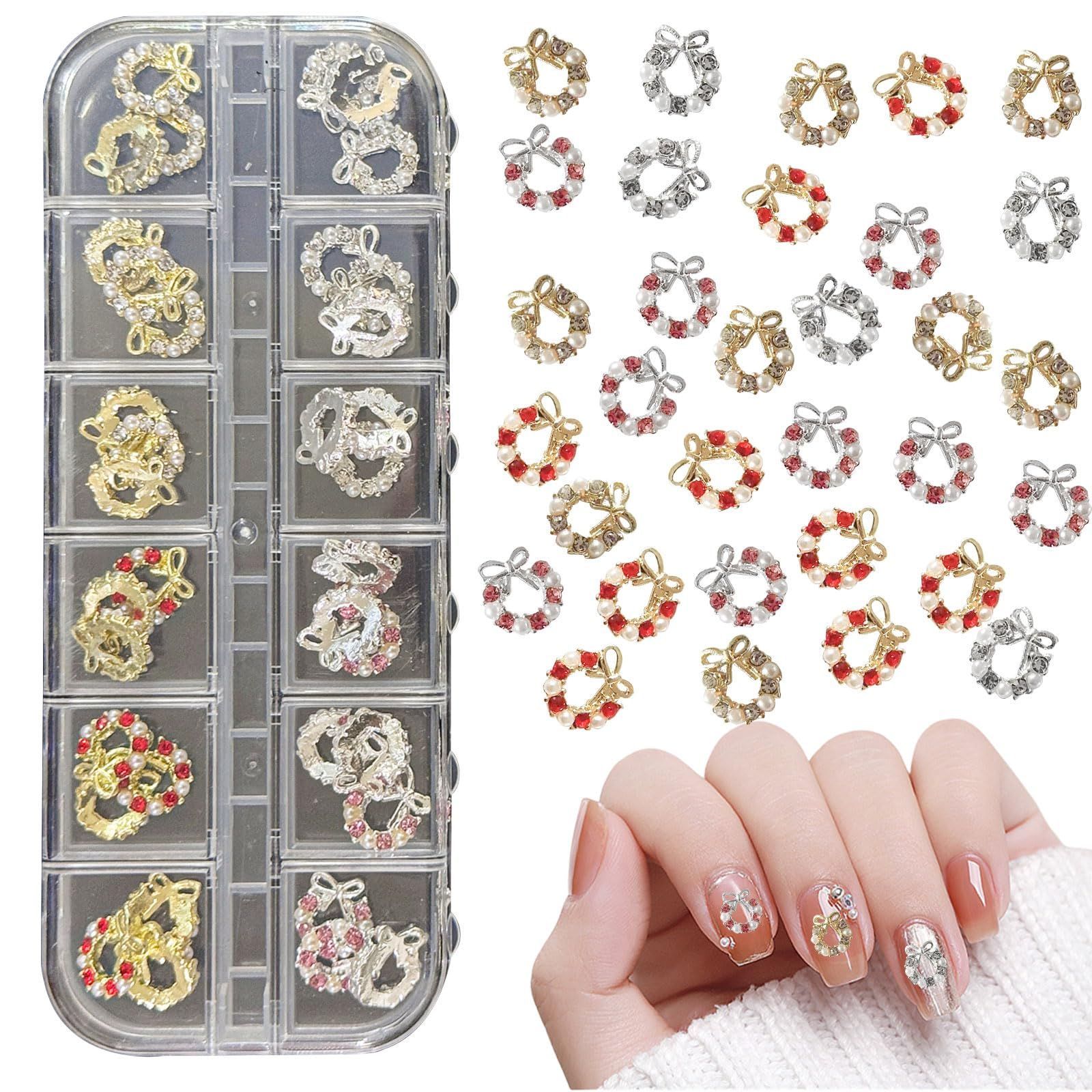数量限定】ネイルパーツ 36個セット クリスマス ベル 3D 立体 リボン