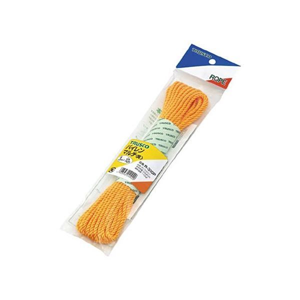 まとめ TRUSCO パイレンマルチカラーロープ φ3mm×10m 黄 R-310P-Y 1巻 ×20セット