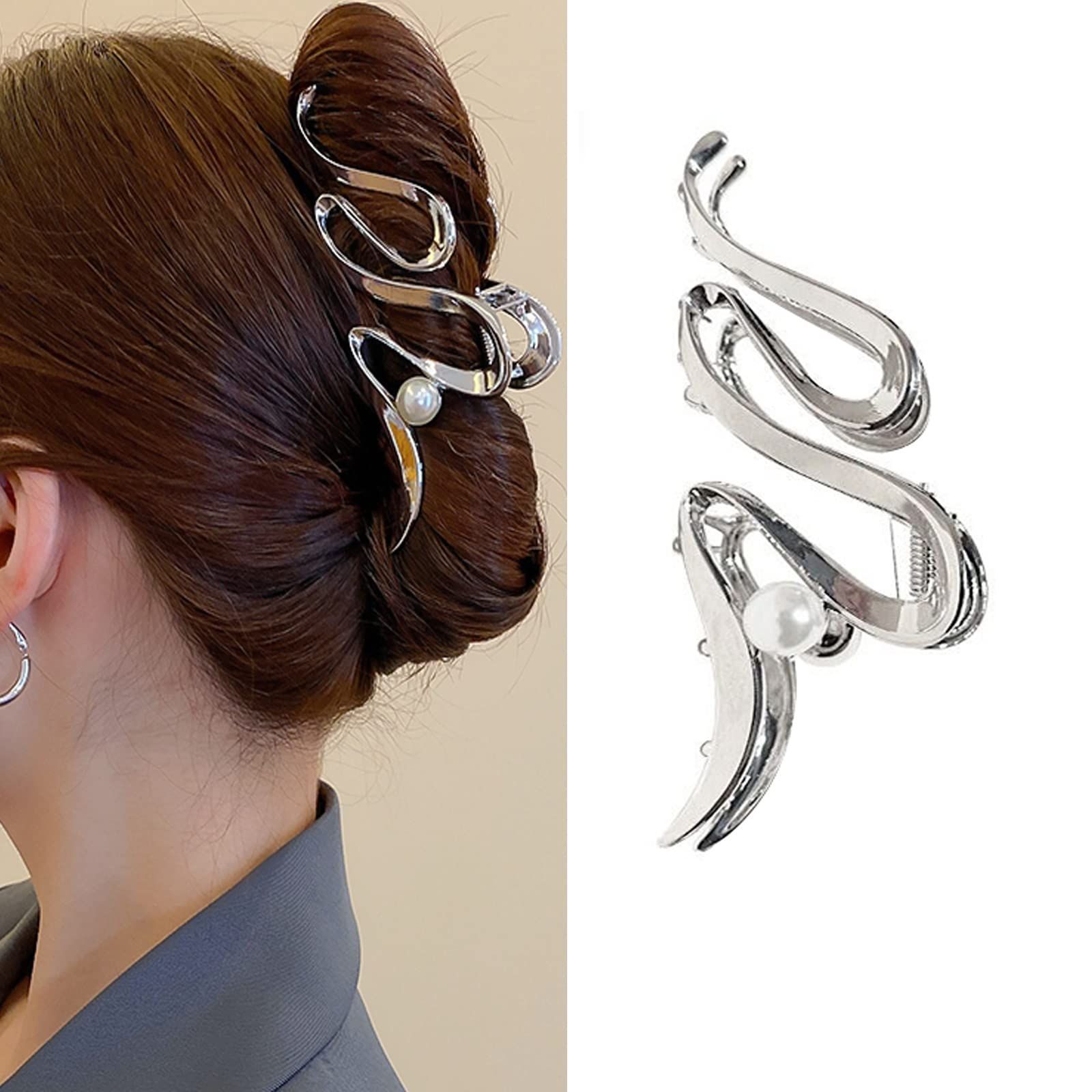 数量 HAPVITAL バンスクリップ ヘアクリップ オフィス シンプル ヘア 髪留め 髪飾り クリップ 大きめ 韓国風 おしゃれ 贈り物 レディース用 不規則な真珠のデザイン