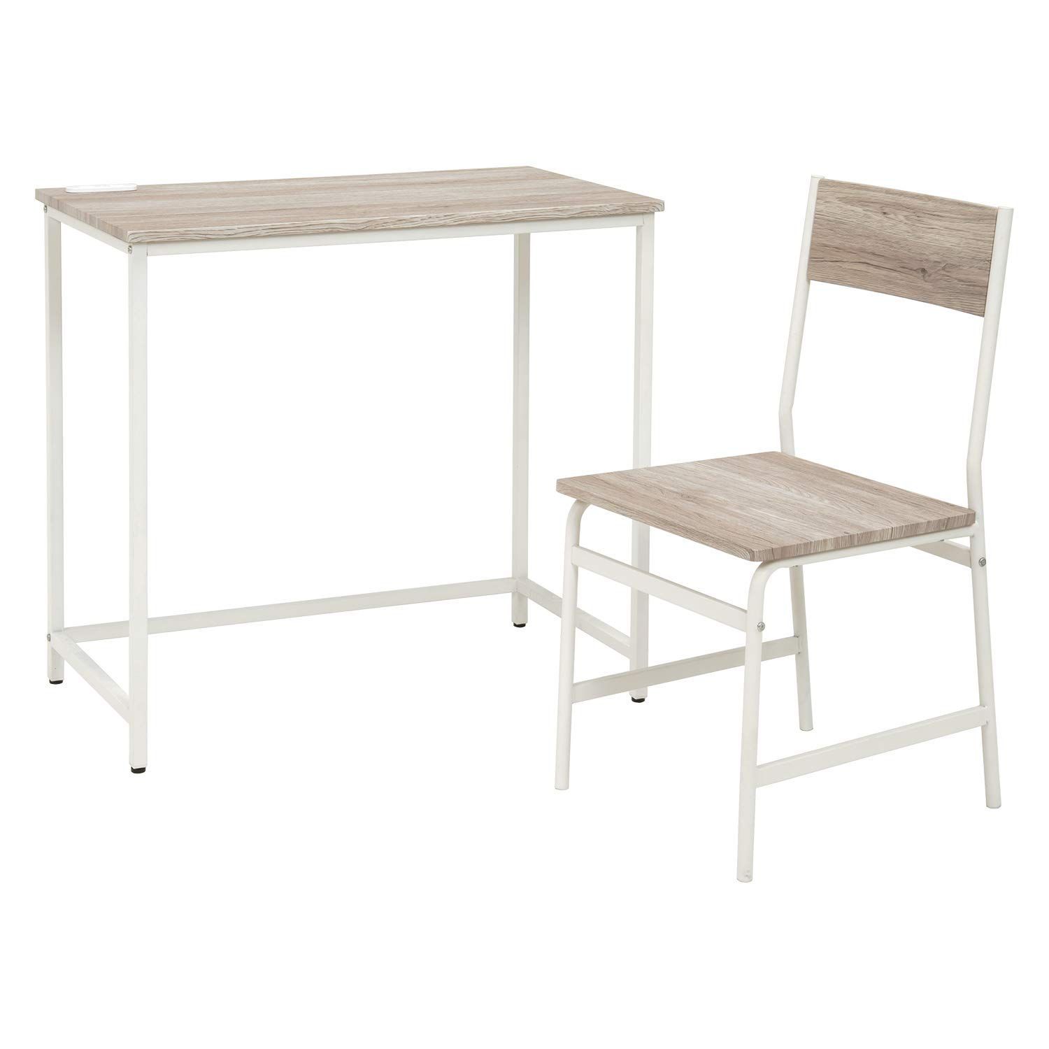 新品 萩原 デスクセット チェア付 デスク イス セット【セット買い】 コンセント付き 幅80 勉強机 テレワーク ホワイト LDC-4696WH