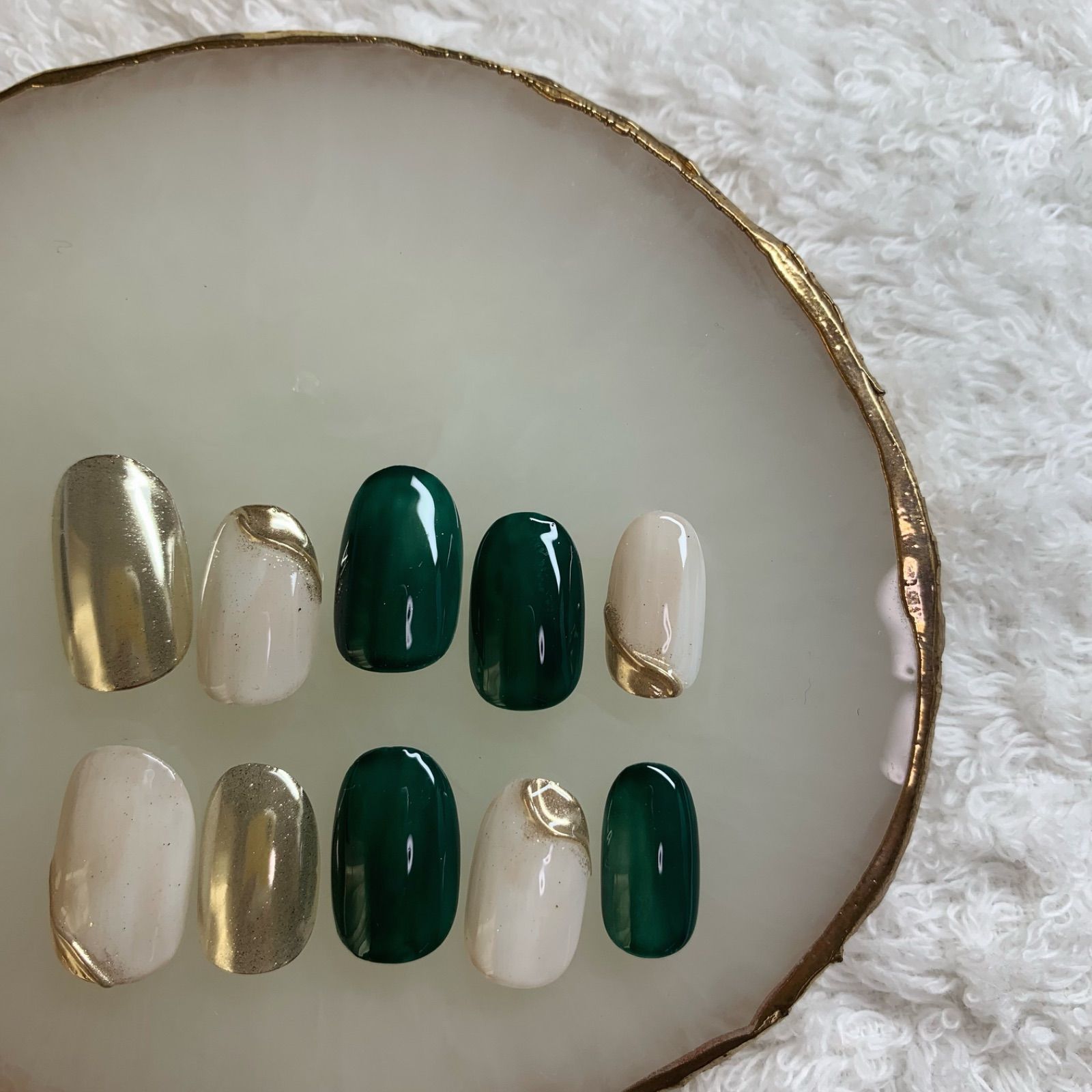 メルカリshops 即購入ok ネイルチップ 緑ネイル グリーンネイル