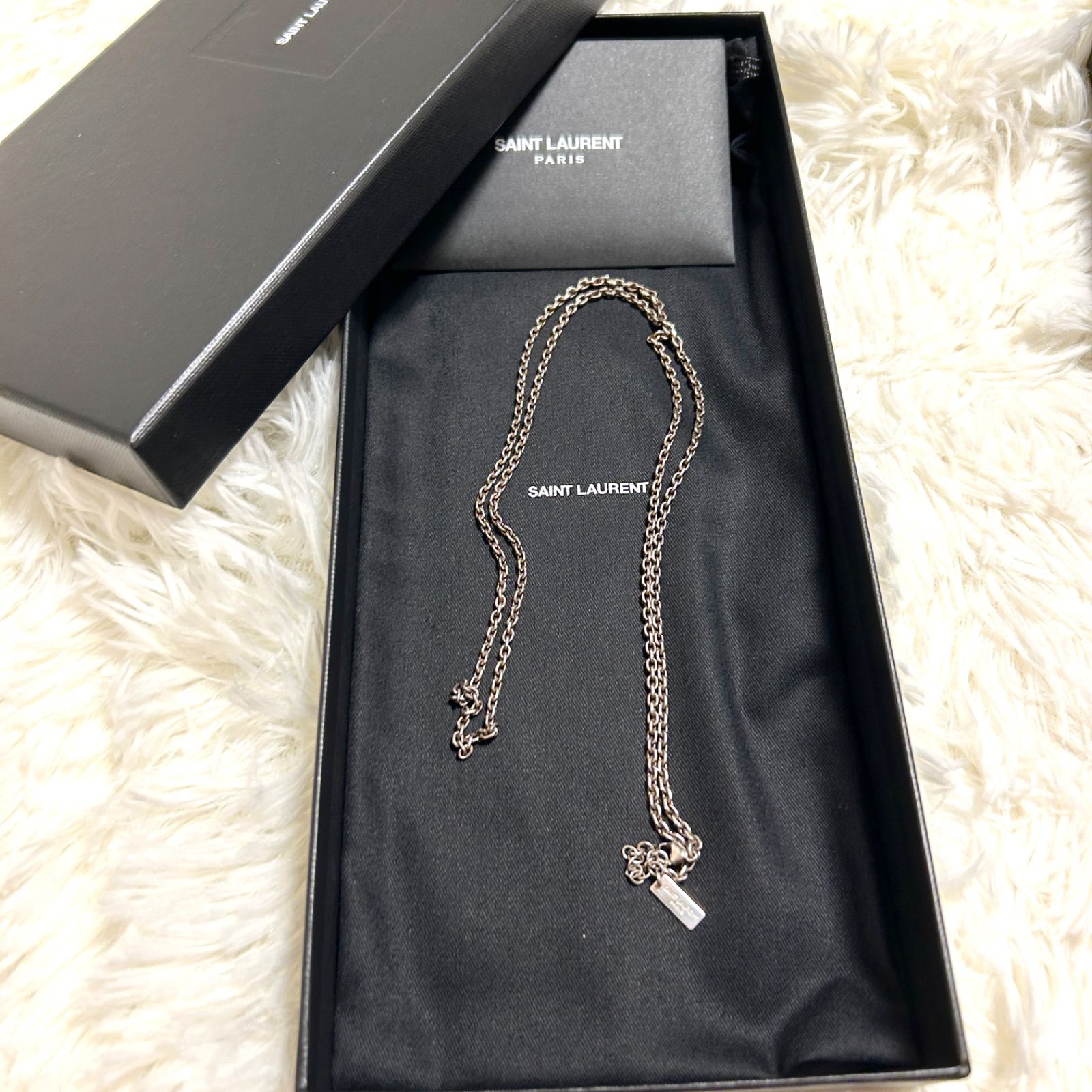 SAINT LAURENT サンローラン カサンドル チェーン ネックレス SAINT LAURENT】プレート チェーンネックレス メタル (Saint