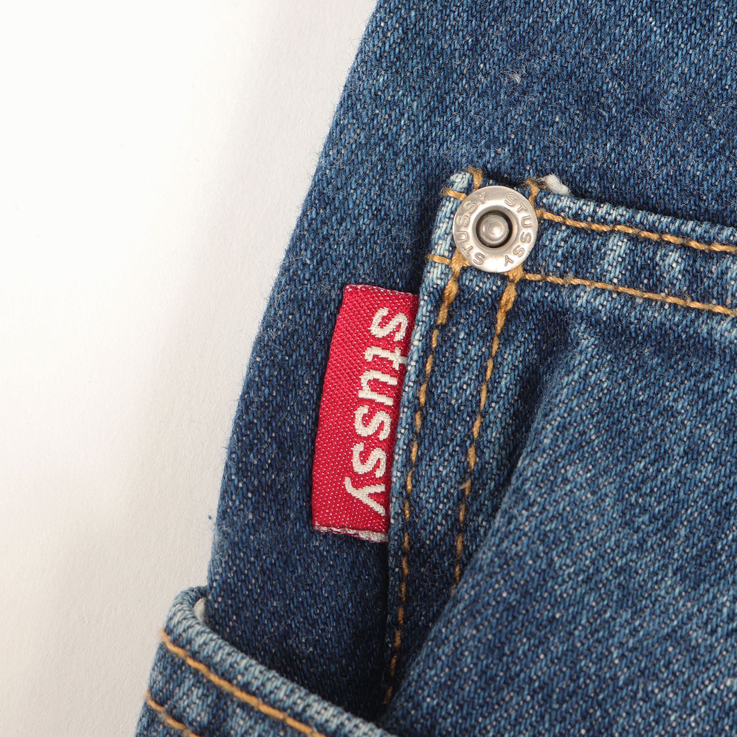 USA製 old stussy レザーパッチ デニム パンツ バギー 32R USA製 old stussy レザーパッチ デニム パンツ バギー 32R