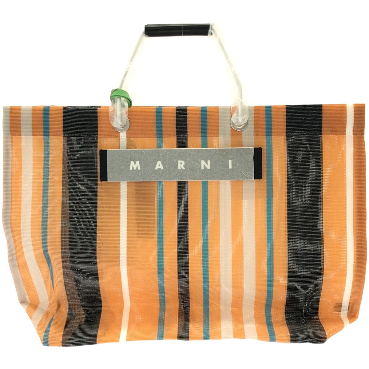 MARNI マルニ 21SS FLOWER CAFE ストライプメッシュトートバッグ 