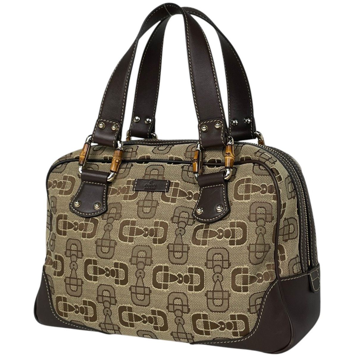 グッチ GUCCI ホースビット柄 ハンドバッグ 手提げ バンブー