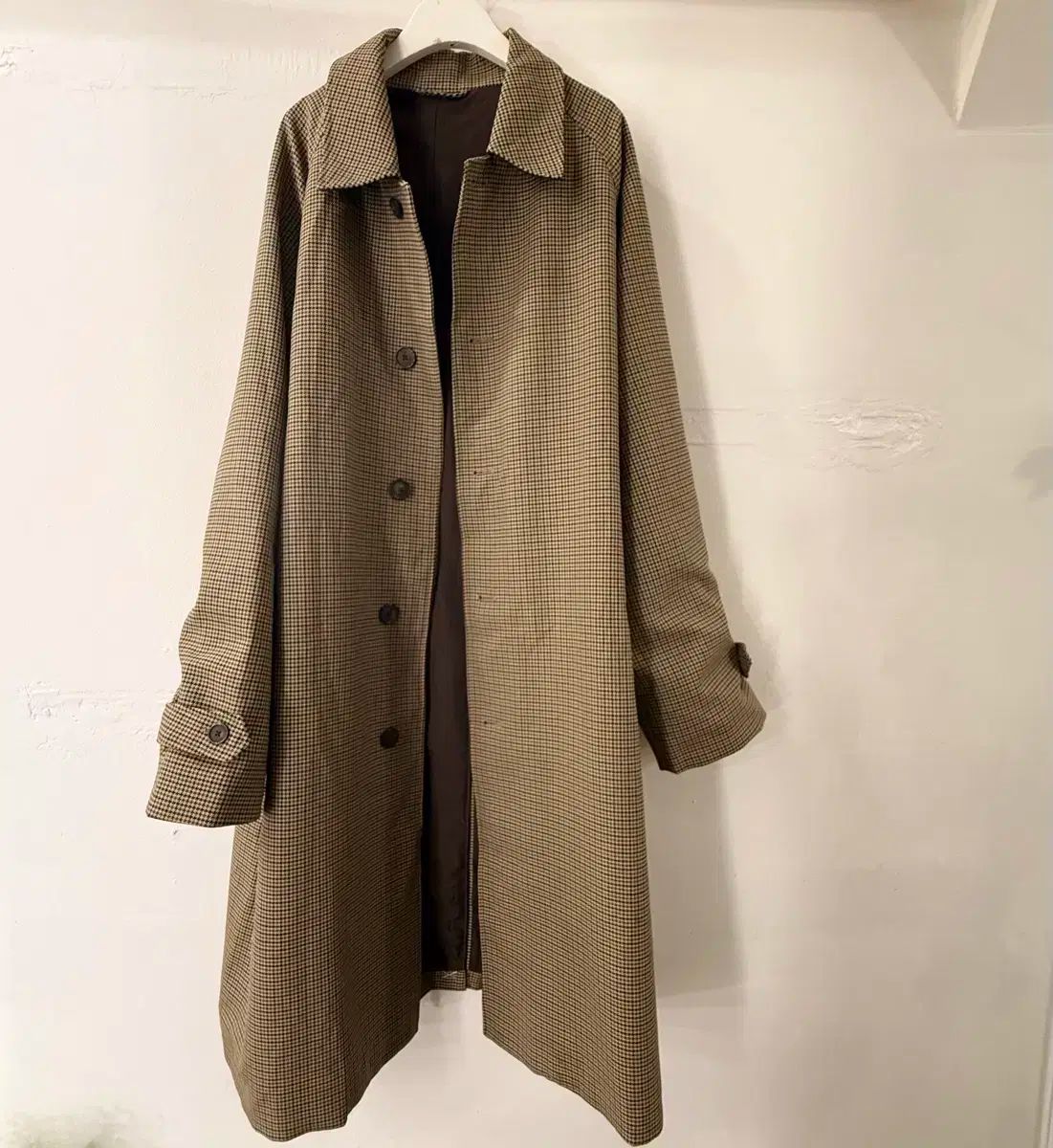 ハウンドトゥース CHECK ロング トレンチ コート