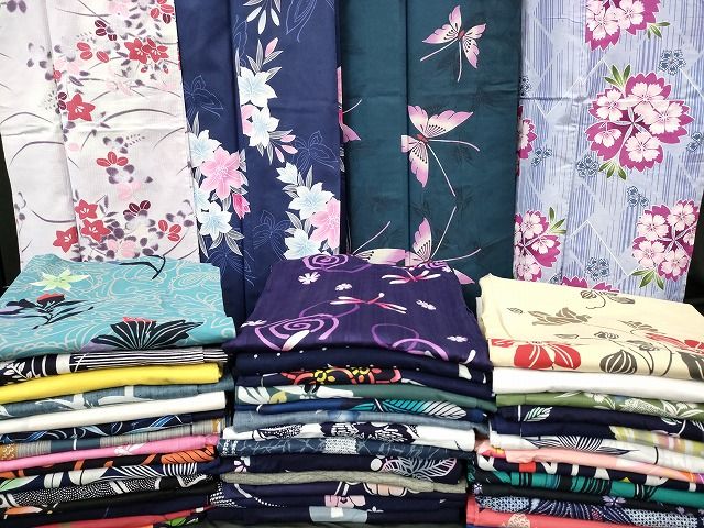 平和屋本店□浴衣 まとめて 45点 蝶 蜻蛉 花柄 撫子 桔梗 百合 Kansai  