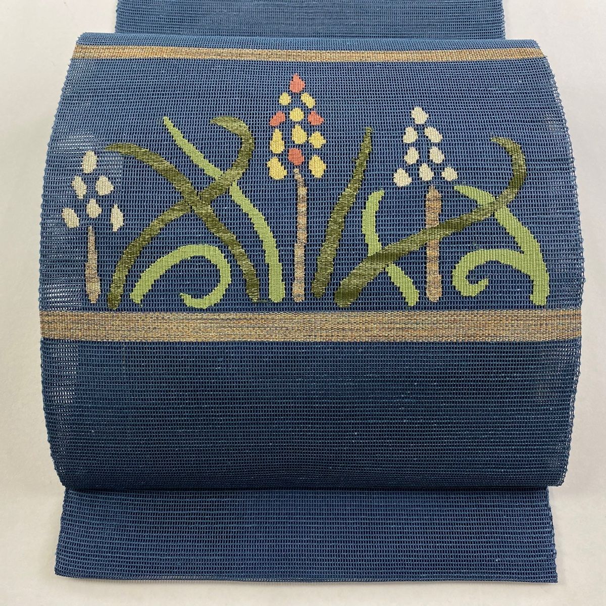 名古屋帯 秀品 夏帯 松葉仕立て 八寸名古屋帯 トンネル仕立て 縞 幾何