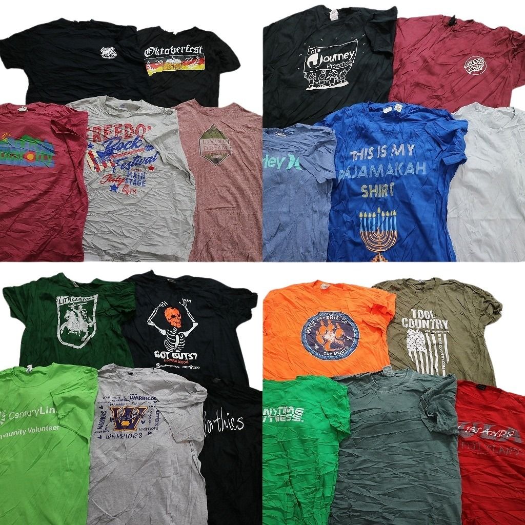 古着卸 まとめ売り カラーmix プリント 半袖Tシャツ 20枚セット (メンズ XL ) 企業 エニタイムフィットネス スカル ハーレー MU6254
