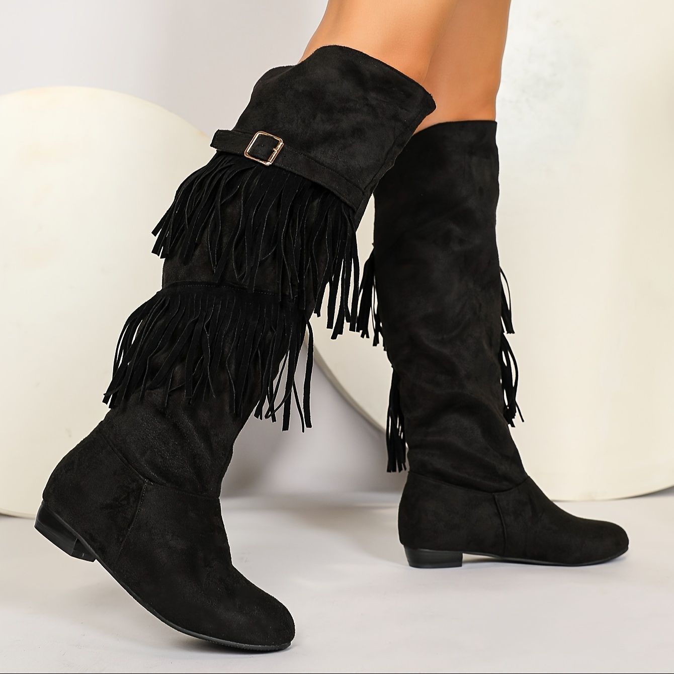 ロングブーツ フリンジブーツ