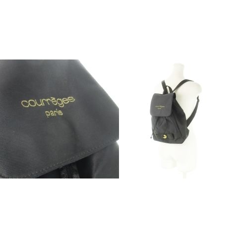 希少レア Courreges クレージュ リュックサック ブラック デカロゴ クレージュ courreges リュックサック デイパック ナイロン