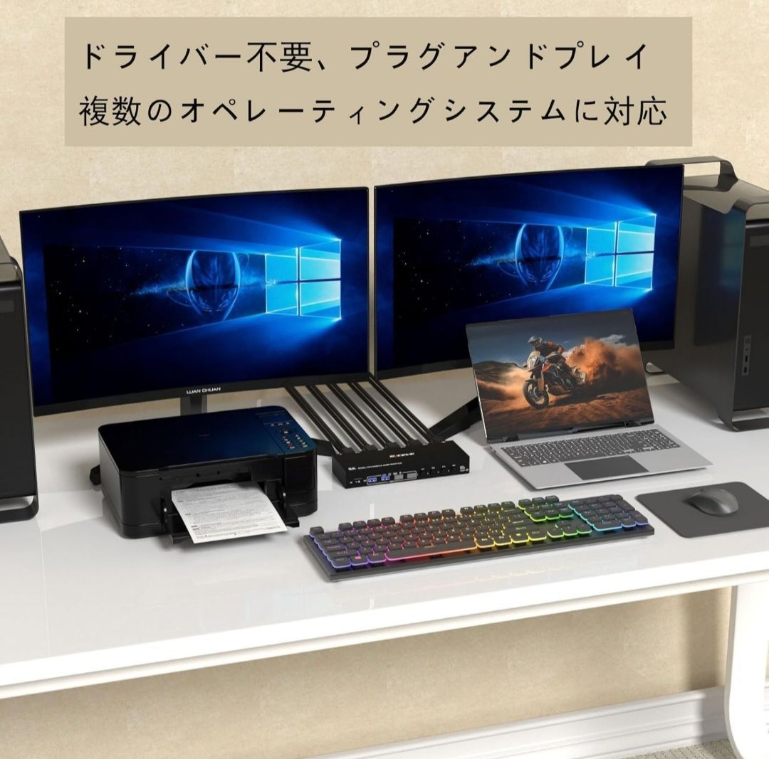 デュアルモニターKVMスイッチ