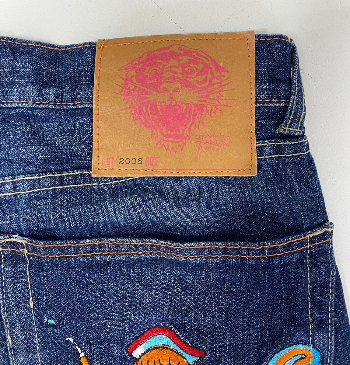 エドハーディー Ed Hardy 刺繍 ジーンズ デニム ブルー 30×32